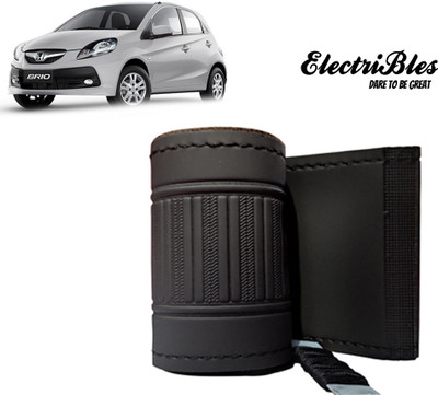 ELECTRIBLES Hand Stiched Steering Cover For Honda Brio(Black, Leatherite)
