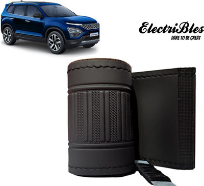 ELECTRIBLES Hand Stiched Steering Cover For Tata Safari(Black, Leatherite)