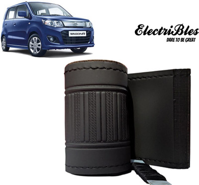 ELECTRIBLES Hand Stiched Steering Cover For Maruti WagonR(Black, Leatherite)