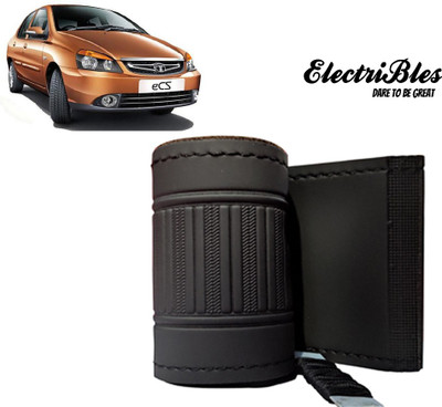 ELECTRIBLES Hand Stiched Steering Cover For Tata Indigo(Black, Leatherite)