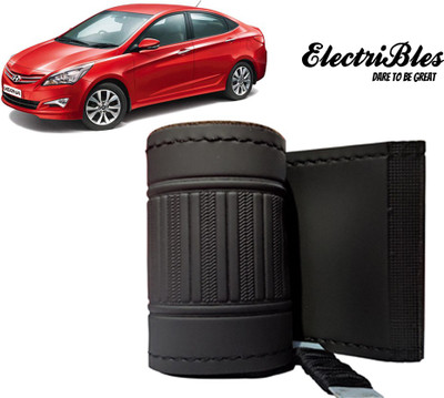 ELECTRIBLES Hand Stiched Steering Cover For Hyundai Verna(Black, Leatherite)