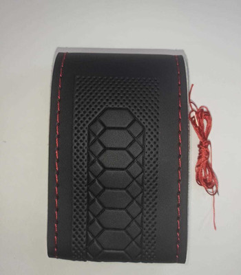 POOJATRADERSSS Hand Stiched Steering Cover For Hyundai, Honda New City, Sunny, i20, i10, WagonR(BLACK & RED, Leather)