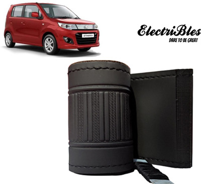 ELECTRIBLES Hand Stiched Steering Cover For Maruti WagonR Stingray(Black, Leatherite)