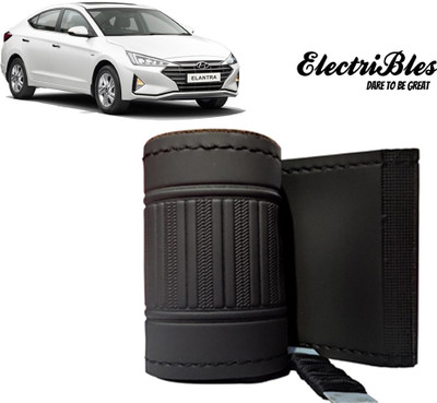 ELECTRIBLES Hand Stiched Steering Cover For Hyundai Elantra(Black, Leatherite)