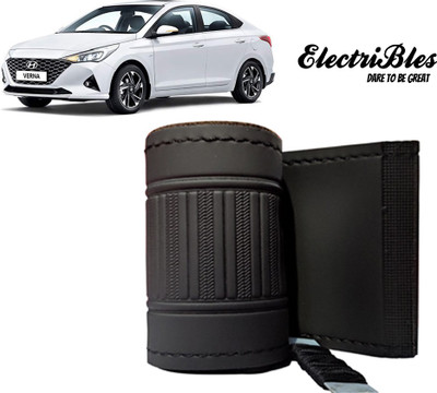 ELECTRIBLES Hand Stiched Steering Cover For Hyundai Verna(Black, Leatherite)