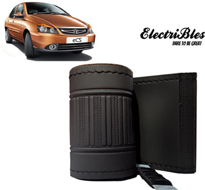 ELECTRIBLES Hand Stiched Steering Cover For Tata Indigo CS(Black, Leatherite)
