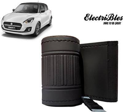 ELECTRIBLES Hand Stiched Steering Cover For Maruti Swift(Black, Leatherite)