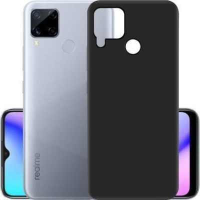 Mobile Back Cover Back Cover for Realme C15(Black, Shock Proof, Silicon, Pack of: 1)