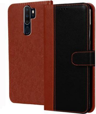 Mycos Flip Cover for Oppo A5 2020(Black, Brown, Shock Proof, Pack of: 1)
