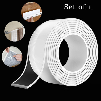 Style Freak Double Sided Transparent Tape for Wall 3mm Thickness, Strong Adhesive Trace Less Tape Removable Washable and Reusable Anti Slip Tape for Home Supplies | 3 Meter (Tape) (Manual)(Transparent) Style Freak Double Sided Transparent Tape for Wall 3mm Thickness, Strong Adhesive Trace Less Tape Removable Washable and Reusable Anti Slip Tape for Home Supplies | 3 Meter (Tape) (Manual)(Transparent)