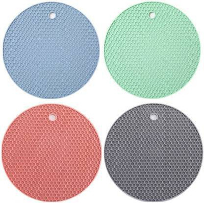 Smitex Round Reversible Rubber Coaster Set(Pack of 4)
