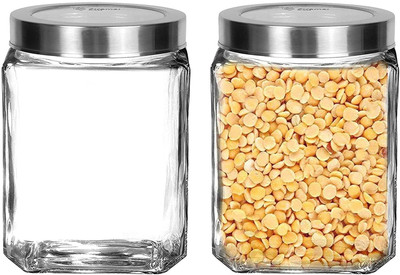 Flipkart SmartBuy Glass Grocery Container  - 600 ml(Pack of 2, Clear)