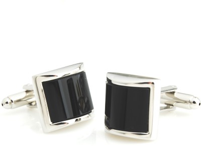 PELUCHE Rhodium Plated, Brass Cufflink(Black)