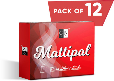 GN 1917 Mattipal Flora dhoop Sticks (Pack of 12) - Pure sambrani | Natural Ingredients | Non-Toxic | Flora Fragrance sambrani Sticks (Each 60g, 216 dhoop Sticks) Floral Dhoop(Pack of 12)