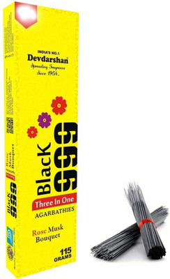 DEVDARSHAN Black 999 Three in One Agarbathies 12 Units of 115g Each Dhoop(Pack of 12)