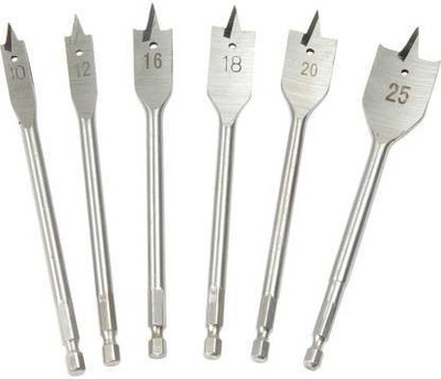 RetailPick DB:D598 6 Flat Drill Bit Set For Wood 10mm, 12mm, 16mm, 18mm, 20mm, 25mm