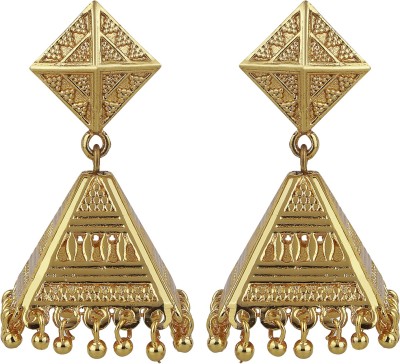 Savvy Triangle Jhumki Barfi Top Brass Material Drop Hook Earrings - Made in India Women's Fashion Jewelry Jhumki Earrings for Girls & Women's - Golden Alloy Drops & Danglers