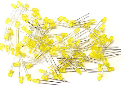 INVENTO 50Pcs 5mm Round Diffused Yellow Color LED Light Bulb Lamp Light Emitting Diode DC 1.5V - 3V for DIY Projects Automotive Electronic Hobby Kit