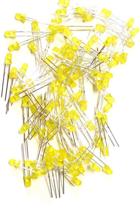 INVENTO 100Pcs 5mm Round Diffused Yellow Color LED Light Bulb Lamp Light Emitting Diode DC 1.5V - 3V for DIY Projects Automotive Electronic Hobby Kit