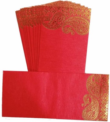 aaradhyacollection Red Color - DesignsRectangle Shape Metallic Paper Shagun Envelopes, Envelopes(Pack of 12 Red, Gold)