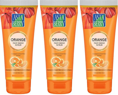 ASTABERRY Orange Scrub Vitanim C 60ml (Pack of 3)  (180 ml) Face Wash(180 ml)