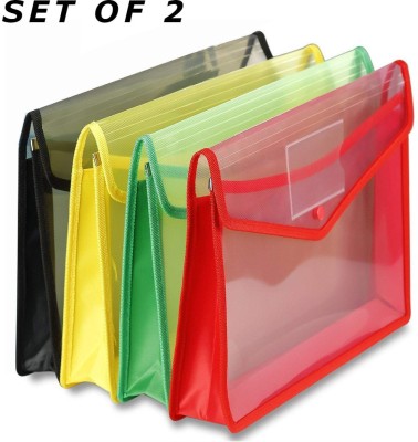 Style Freak A4 Plastic Envelopes Document Folder Poly Envelope with Snap Button and Pocket File Wallet Waterproof File Folders for Home School Office Assorted Colors(Set Of 2, Multicolor)