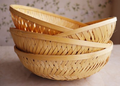 scissors craft Bamboo Fruit & Vegetable Basket(Yellow)