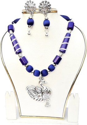 MUMPI COLLECTION Oxidised Silver Blue Jewellery Set(Pack of 1)