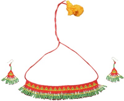 Garvi Gurjari Glass Red Jewellery Set(Pack of 1)