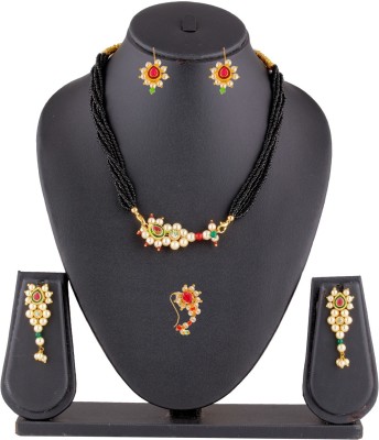 sakhhijewels Alloy Gold-plated Black Jewellery Set(Pack of 1)