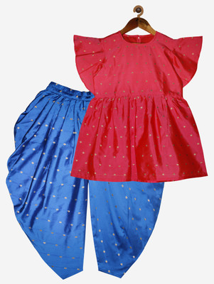 KiddoPanti Girls Festive & Party Kurta and Dhoti Pant Set(Multicolor Pack of 1)