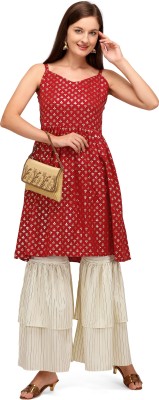 DERIFA Women Kurti Sharara Set