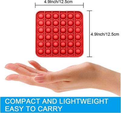 smile4u Pop up Toy it Bubble Fidget Push on Pop Silicone Game, Stress Reliever Extrusion SC=5D Bubble Game Educational Playing Board(Red)