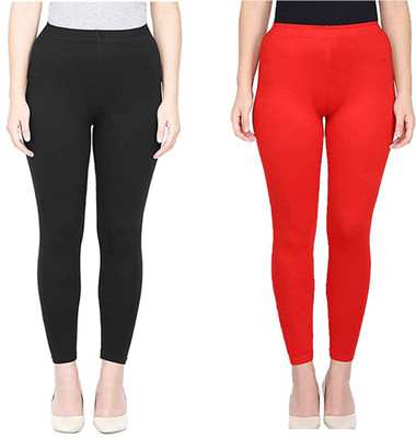 Any Fashion Ankle Length Western Wear Legging(Red, Solid)