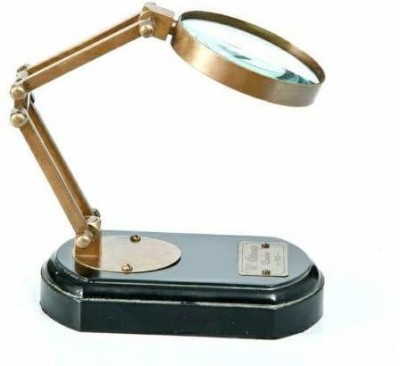 VISHAL Magnifying Glass Table Magnifying Brass Wood Base Marine Magnifier Gift Desktop Magnifying Glass Table Magnifier 3x Magnifying Glass Table(golden and brown)