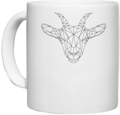 UDNAG White Ceramic Coffee / Tea 'Geometry | Goat Head Geometry' Perfect for Gifting [330ml] Ceramic Coffee Mug(330 ml)