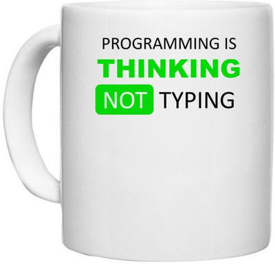 UDNAG White Ceramic Coffee / Tea 'Coder | Programming thinking not typing' Perfect for Gifting [330ml] Ceramic Coffee Mug(330 ml)