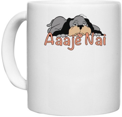 UDNAG White Ceramic Coffee / Tea 'Gujju | Aaje Nai' Perfect for Gifting [330ml] Ceramic Coffee Mug(330 ml)