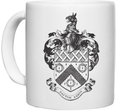 UDNAG White Ceramic Coffee / Tea 'Logo | Pactum Serva' Perfect for Gifting [330ml] Ceramic Coffee Mug(330 ml)