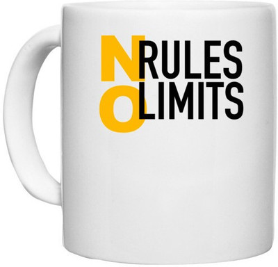 UDNAG White Ceramic Coffee / Tea 'Rules limits | No rules no limits' Perfect for Gifting [330ml] Ceramic Coffee Mug(330 ml)