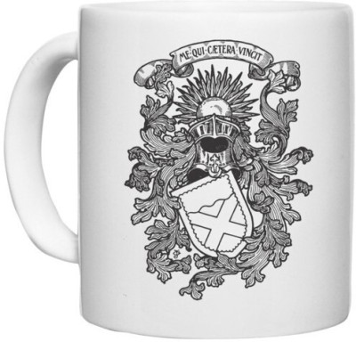 UDNAG White Ceramic Coffee / Tea 'Logo | ME QUI CAETERA VINCIT' Perfect for Gifting [330ml] Ceramic Coffee Mug(330 ml)