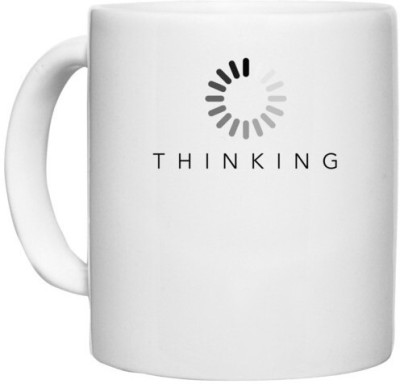 UDNAG White Ceramic Coffee / Tea 'Thinking' Perfect for Gifting [330ml] Ceramic Coffee Mug(330 ml)