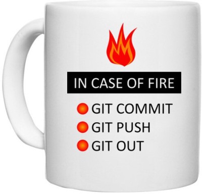 UDNAG White Ceramic Coffee / Tea 'Coder | In case of fire git commit git push git out' Perfect for Gifting [330ml] Ceramic Coffee Mug(330 ml)