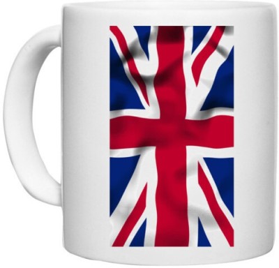 UDNAG White Ceramic Coffee / Tea 'Flag | Union Jack UK' Perfect for Gifting [330ml] Ceramic Coffee Mug(330 ml)