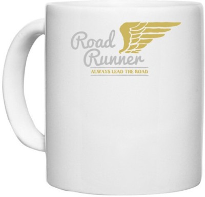 UDNAG White Ceramic Coffee / Tea 'Road Runner' Perfect for Gifting [330ml] Ceramic Coffee Mug(330 ml)