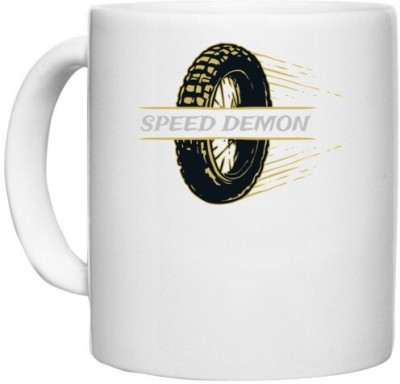 UDNAG White Ceramic Coffee / Tea 'Speed Demon' Perfect for Gifting [330ml] Ceramic Coffee Mug(330 ml)
