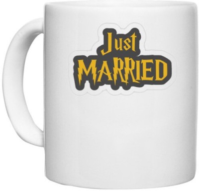 UDNAG White Ceramic Coffee / Tea 'Couple | Just Marriedd' Perfect for Gifting [330ml] Ceramic Coffee Mug(330 ml)