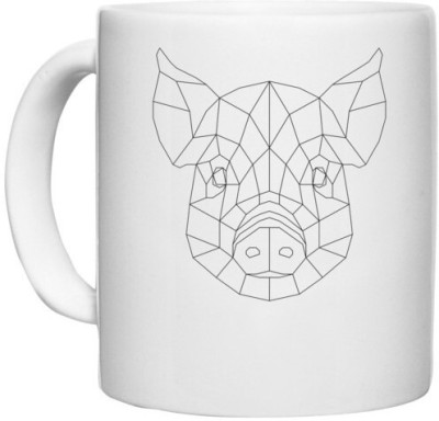 UDNAG White Ceramic Coffee / Tea 'Geometry | Pig Head Geometry' Perfect for Gifting [330ml] Ceramic Coffee Mug(330 ml)