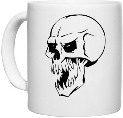 UDNAG White Ceramic Coffee / Tea 'Death | White Skull' Perfect for Gifting [330ml] Ceramic Coffee Mug(330 ml)