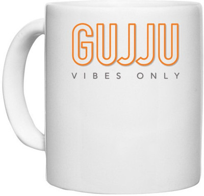UDNAG White Ceramic Coffee / Tea 'Gujju | Gujju vibes only' Perfect for Gifting [330ml] Ceramic Coffee Mug(330 ml)